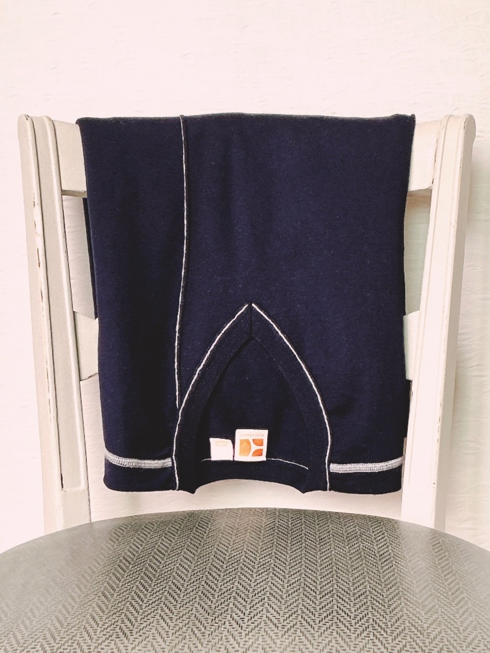 Boss Orange Merino V-Neck Long Sleeve Navy Blue Sweater w/ Grey Accent Stitch XL